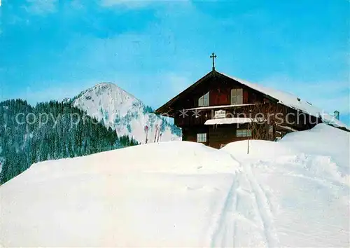 Bad Wiessee Berggasthof Auer Alm mit Fockenstein Winterpanorama Bayerische Voralpen Kat. Bad Wiessee