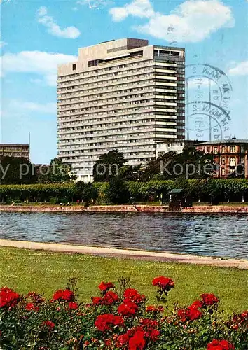 Frankfurt Main Mainufer mit Blick zum neuen Hotel Frankfurt Interkontinental Kat. Frankfurt am Main