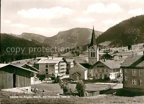 Steibis Ortsansicht mit Kirche mit Hochgrat Allgaeuer Alpen Kat. Oberstaufen