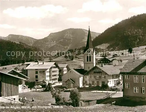 Steibis Ortsansicht mit Kirche und Hochgrat Allgaeuer Alpen Kat. Oberstaufen