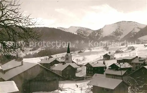 Steibis Ortsansicht mit Kirche Winterpanorama Allgaeuer Alpen Kat. Oberstaufen