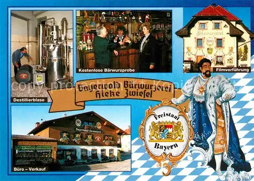 Zwiesel Niederbayern Baerwurzerei Hieke Destillierblase Baerwurzprobe Filmvorfuehrung Buero Verkauf Kat. Zwiesel