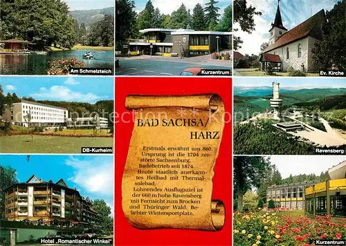Bad Sachsa Harz Schmelzteich Kurzentrum Ravensberg Kurzentrum Kurheim Hotel Romantischer Winkel Kat. Bad Sachsa