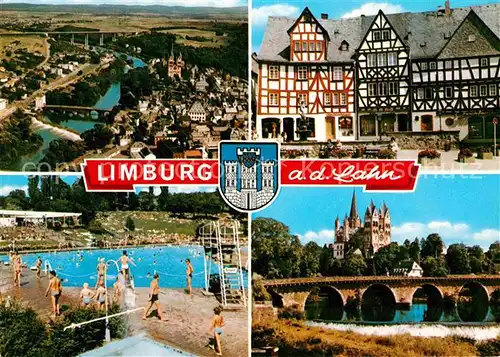 Limburg Lahn Lahnparite Fachwerk Fliegeraufnahme Freibad Kat. Limburg a.d. Lahn