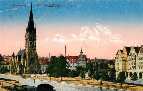 Pforzheim Stadtkirche mit Enz und Nagold Kat. Pforzheim