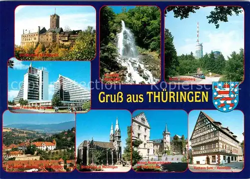 Thueringen Region Eisenach Wartburg Oberhof Hotel Panorama Trusetaler Wasserfall Grosser Inselsberg Meiningen Friedrichsroda Schmalkalden Schloss Wilhelmsburg Kat. Erfurt