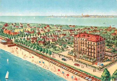 Venezia Lido Albergo Bortoli Kuenstlerkarte