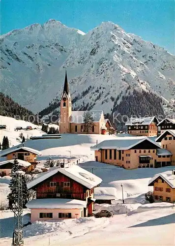 Hirschegg Kleinwalsertal Vorarlberg Ortsansicht mit Kirche Winterpanorama Alpen Kat. Mittelberg