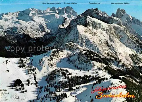 Gosau Oberoesterreich Wintersportplatz Zwieselalm Schiparadies Dachsteingebirge Fliegeraufnahme Kat. Gosau Salzkammergut