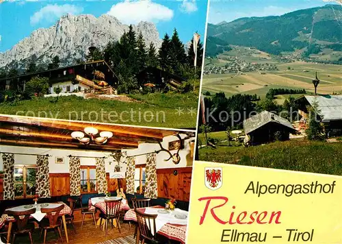 Ellmau Tirol Alpengasthof Riesen Gastraum Wilder Kaiser Panorama Kat. Ellmau