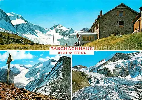 Taschachferner Taschachhaus Berghaus mit oelgrubenjoch und Eisbruch Kat. oetztaler Alpen