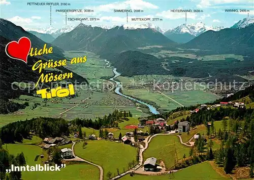 Moesern Inntalblick Fliegeraufnahme Mieminger Plateau Lechtaler Alpen Kat. Telfs