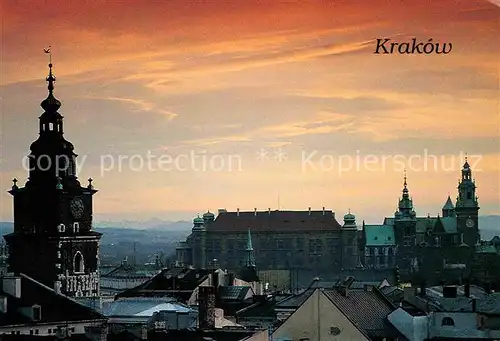 Krakow Malopolskie Town hall Tower and Wawell Hill Kat. Krakow