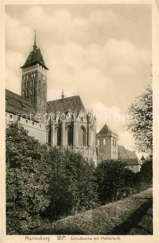 Marienburg Westpreussen Schlosskirche mit Pfaffenturm Kat. Malbork Polen