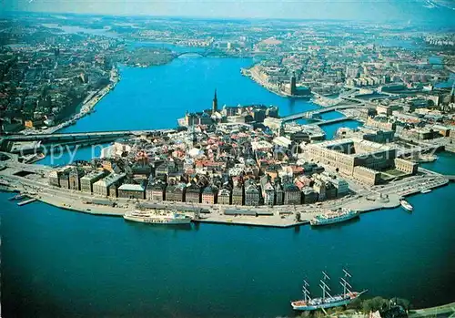 Stockholm Fliegeraufnahme Gamla Stan Slottet och Stadshuset Kat. Stockholm