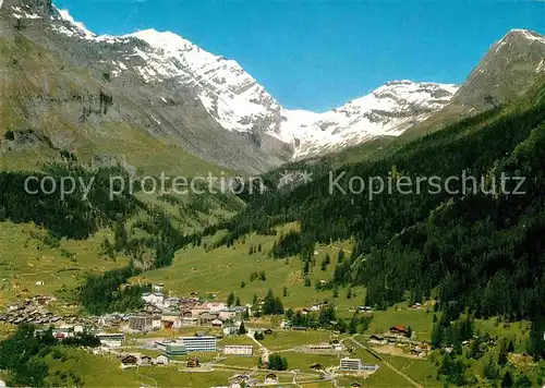 Leukerbad Panorama mit Balmhorn Gitzifurgge Berner Alpen Fliegeraufnahme Kat. Loeche les Bains