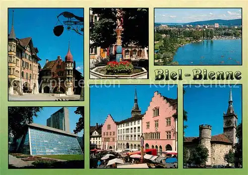 Biel Bienne Marktplatz Brunnen Denkmal Panorama Schloss Kat. Biel