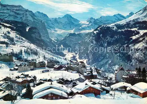 Wengen BE Winterpanorama mit Breithorn Berner Alpen Kat. Wengen