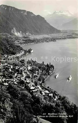 Territet Montreux Chateau de Chillon Lac Leman et les Dent du Midi Genfersee Kat. Montreux