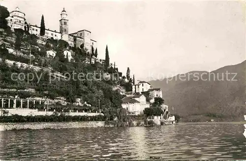 Morcote Lago di Lugano Haeuserpartie am Luganersee