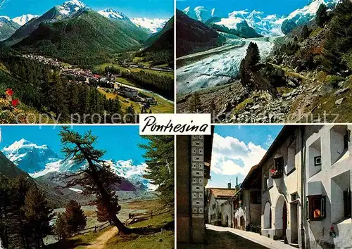 Pontresina Panorama Berninagruppe Gletscher Dorfstrasse Rosegtal Kat. Pontresina
