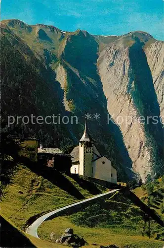 Binn Kirche mit Breithorn Walliser Alpen Kat. Binn