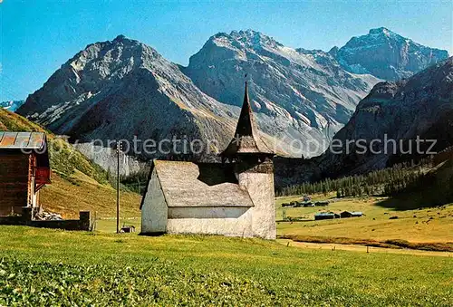 Sertig Doerfli Kirche Mittaghorn Plattenhorn Hoch Ducan Buendner Alpen Kat. Sertigpass