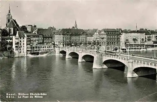 Basel BS Mittlere Rheinbruecke Pont du Milieu Kat. Basel