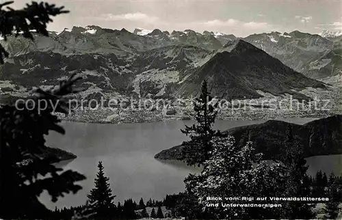 Vierwaldstaettersee SZ Panorama Blick vom Rigi Unterwaldneralpen Kat. Brunnen