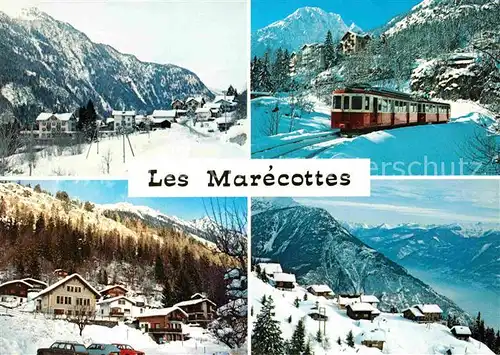 Les Marecottes Teilansichten Bergdorf Bahn Winterlandschaft Alpenpanorama Kat. Les Marecottes