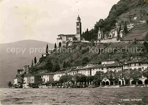 Morcote Lago di Lugano Ansicht vom Luganersee aus Kirche