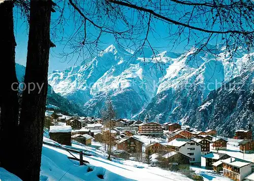 Graechen VS Winterpanorama mit Weisshorn Brunegghorn Bishorn Walliser Alpen Kat. Graechen