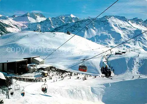 Arosa GR Mittelstation der Weisshornbahn und Tschuggen Alpenpanorama Kat. Arosa