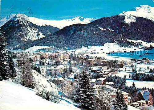 Davos GR Winterpanorama Englischviertel gegen Seehorn und Pischahorn Silvretta Kat. Davos