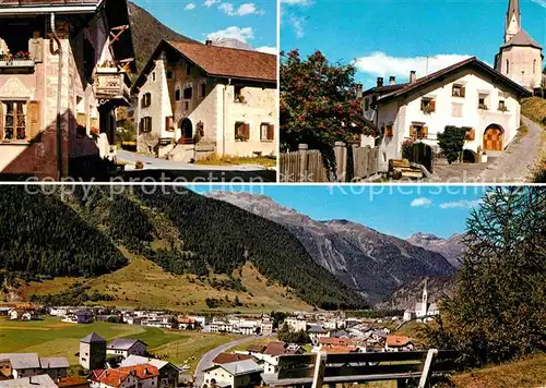 Zernez GR Dorfpartie Kirche Alpenpanorama Kat. Zernez