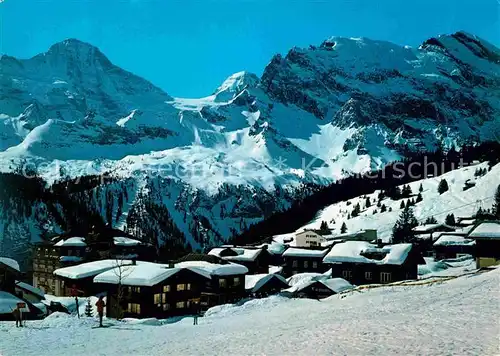 Muerren BE Winterpanorama mit Breithorn Tschingelhorn Tschingelspitz Berner Alpen Kat. Muerren