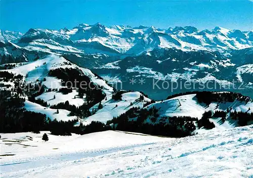 Rigi Kulm Winterpanorama mit Urner Alpen und Unterwaldner Alpen Kat. Rigi Kulm