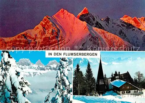 Flumserberge Alpengluehen Winterpanorama Kat. Flumserberg Bergheim