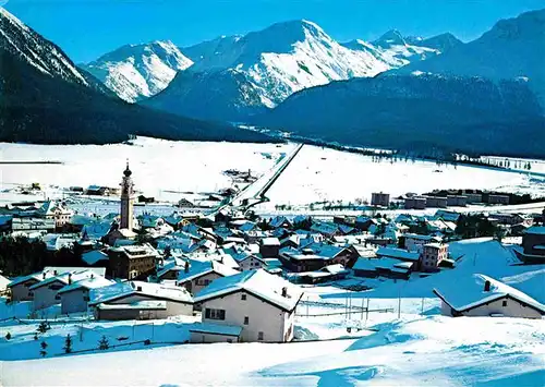 Samedan Gesamtansicht mit Alpenpanorama Engadin im Winter Kat. Samedan