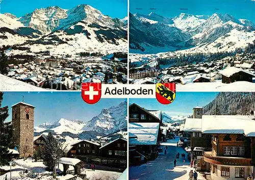Adelboden Dorfmotiv Kirche Alpenpanorama Berner Alpen Kat. Adelboden