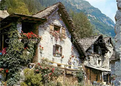 Sonogno Dorfmotiv Alte Haeuser Serie Il Ticino pittoresco Kat. Sonogno