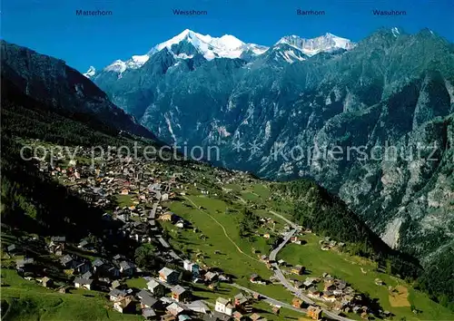 Graechen VS Panorama mit Matterhorn Weisshorn Barrhorn Wasuhorn Kat. Graechen