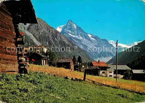 Zinal VS Dorfpartie mit Blick zum Besso Walliser Alpen