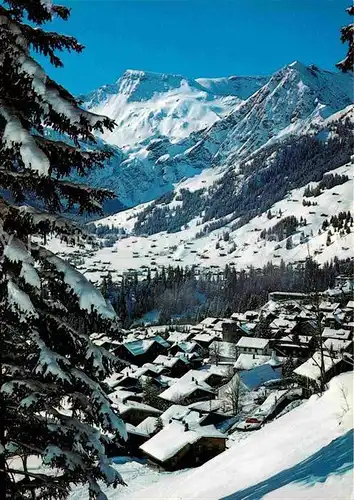 Adelboden Winterpanorama mit Wildstrubel und Fitzer Berner Alpen Kat. Adelboden