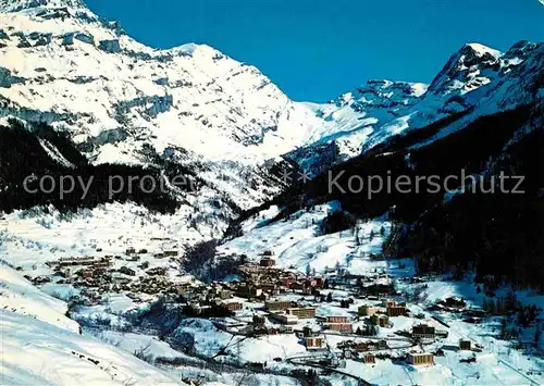 Leukerbad Winterpanorama mit Balmhorn Gitzifurgge Majinghorn Berner Alpen Kat. Loeche les Bains