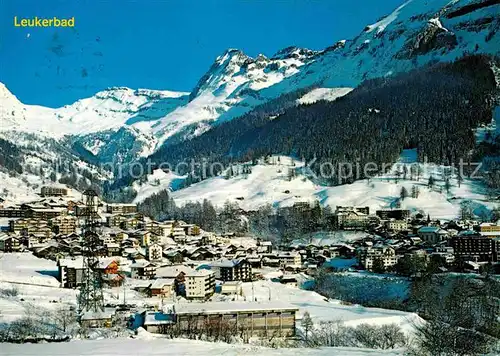 Leukerbad Winterpanorama mit Gitzifurgge Majinghorn Berner Alpen Kat. Loeche les Bains