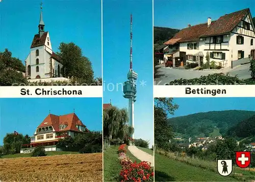 Bettingen BS St Chrischona Fernsehturm Kirche Hotel Dorfpartie