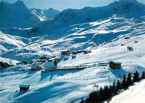 Arosa GR Bergkirchlis mit Skigebiet Kat. Arosa