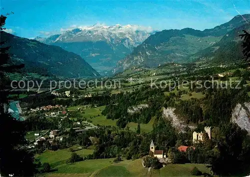 Domleschg GR Landschaftspanorama mit Ringelspitze Glarner Alpen Kat. 