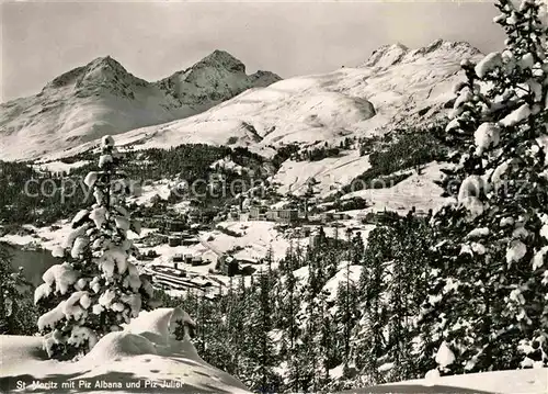 St Moritz GR Winterpanorama mit Piz Albana und Piz Julier Kat. St Moritz